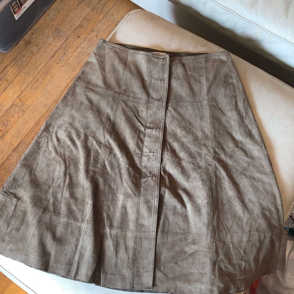Joie olive khaki suede a-line skirt with snap front